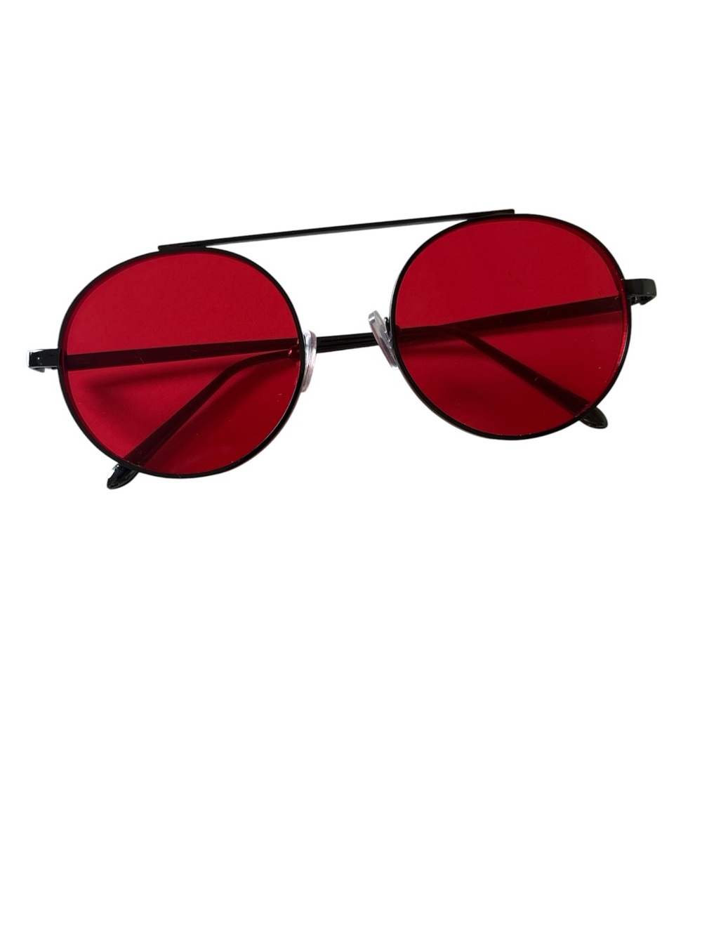 Round Red Lens Sunglasses with Black metal Frame